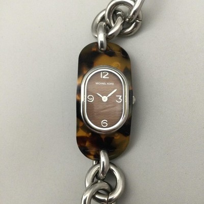 Michael Kors Women Watch 20mm Oval Faux Tortoise Bracelet MK-4112 New Battery 7''