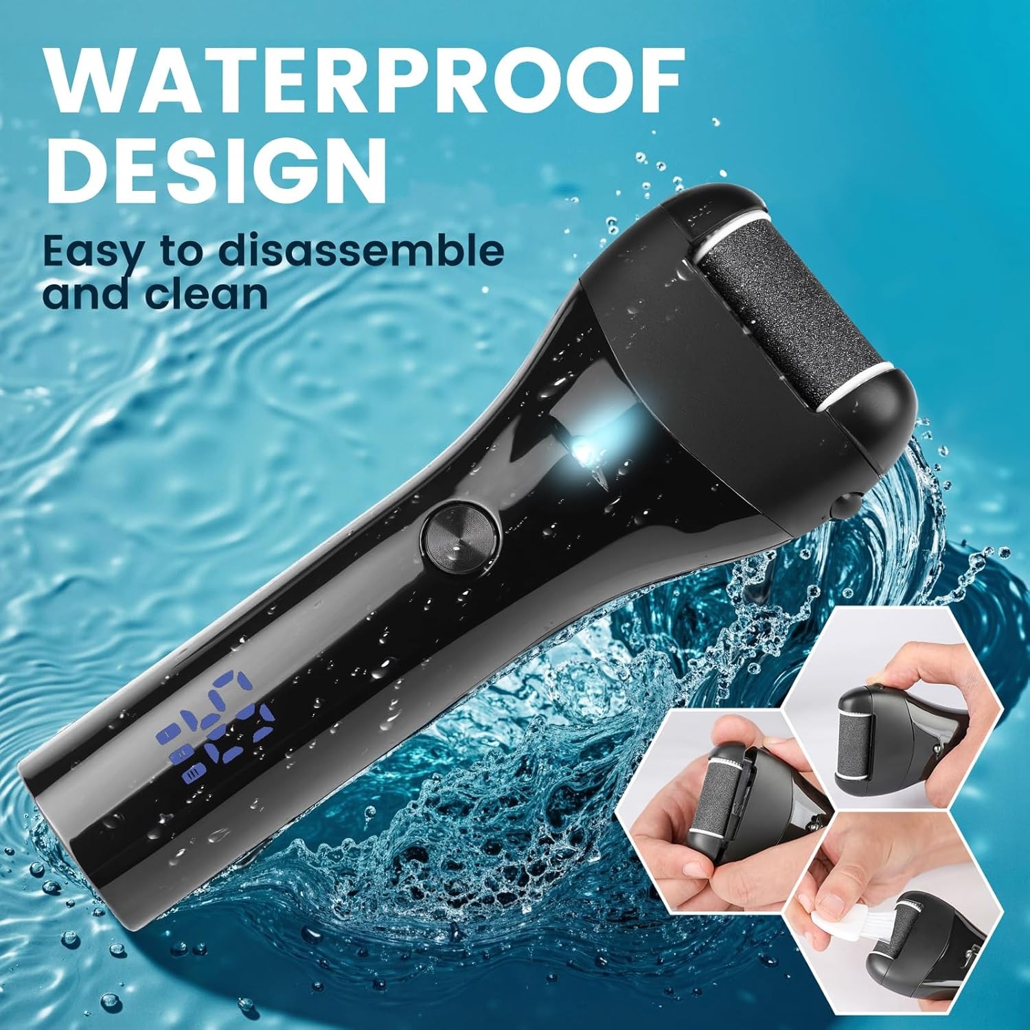 Electric Foot File Rechargeable Callus Hard Skin Remover Feet Pedicure 3 Speeds