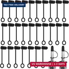 Zopeal 100 Pieces Pourers Dust Caps Black Pourers Covers with Loop Hooded Olive