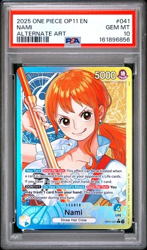 2025 ONE PIECE OP11-A FIST OF DIVINE SPEED ALTERNATE ART #041 NAMI PSA 10