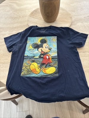 Disney Mickey Mouse Pop Art TShirt Van Gogh Graphic Print Size XL Blue