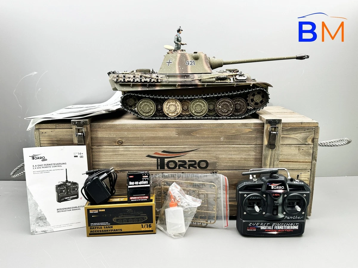 Torro Tank Panther Ausf. G, cingoli in metallo BB IR V6.0S, 1:16 Torro Tank Panther Ausf. G, cingoli in metallo BB IR V6.0S, 1:16