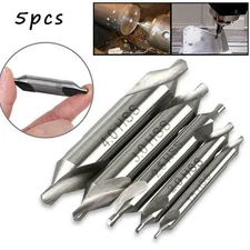 5 Pack Combined HSS Center Drill Countersink Bit Lathe Mill Tackle Tool Kit Set