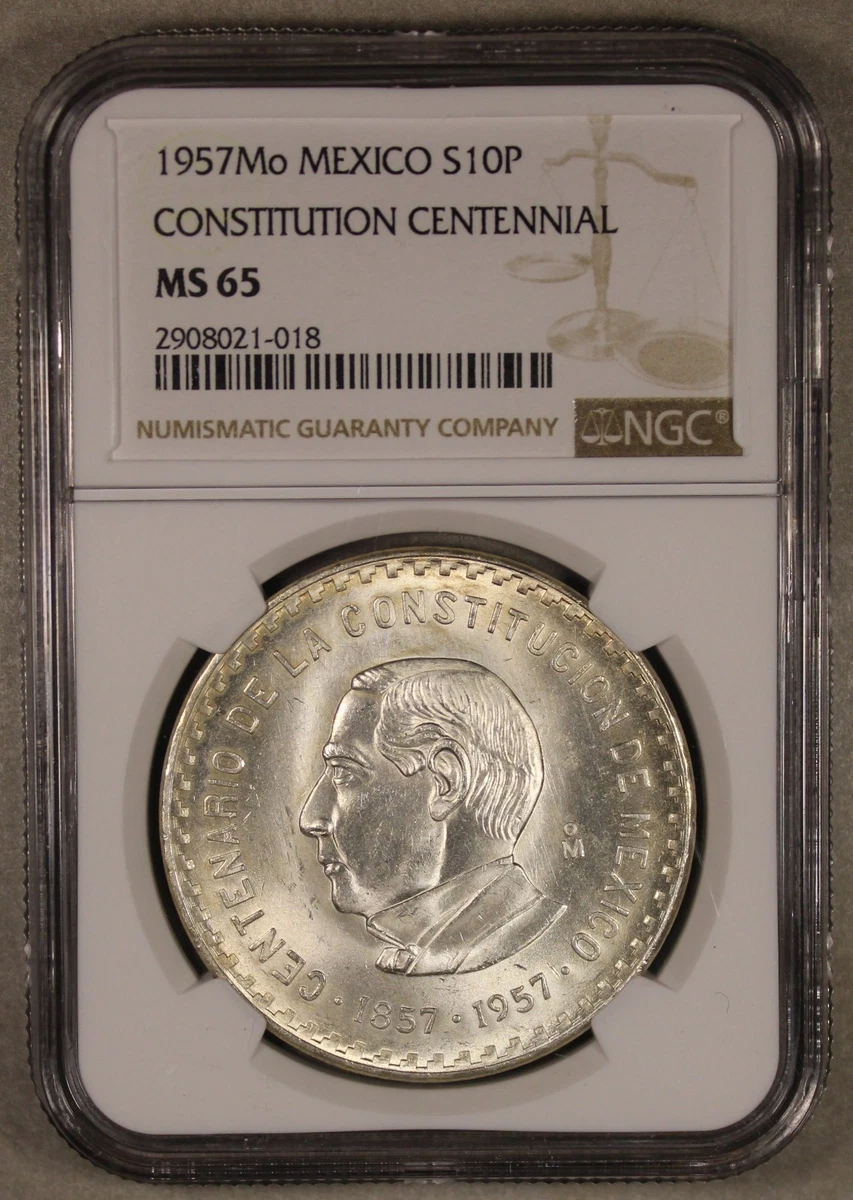 1957年 メキシコ 10ペソ銀貨　未使用 1957年 メキシコ銀貨 5ペソ メキシコ憲法100周年記念銀貨 KM#470