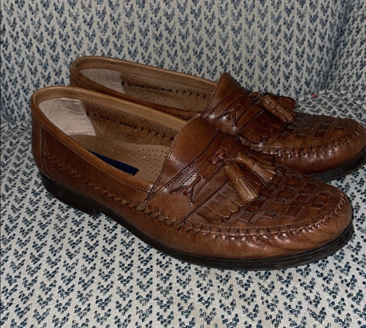 Giorgio‎ Brutini Men\'s Leather Tassel Loafers Size 10.5D Brown Woven Luxury Giorgio Brutini Men main image 2