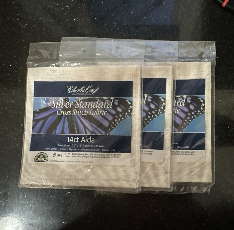 Charles Craft Silver Standard Aida 14 Ct Cotton Sheet Blank Oatmeal Pack of 3