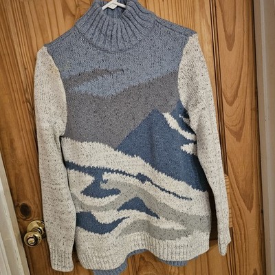 L.L. Bean Signature Fair Isle Mountain Cozy Sweater Blue Raglan Women s XS NWT