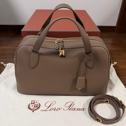 Loro Piana Needle Medium Bag Calf Leather 2Way Shoulder Handbag Charm Italy