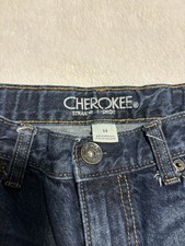 Cherokee Blue Boys Denim Bermuda Shorts 14, Straight Fit, Medium Wash, Pockets