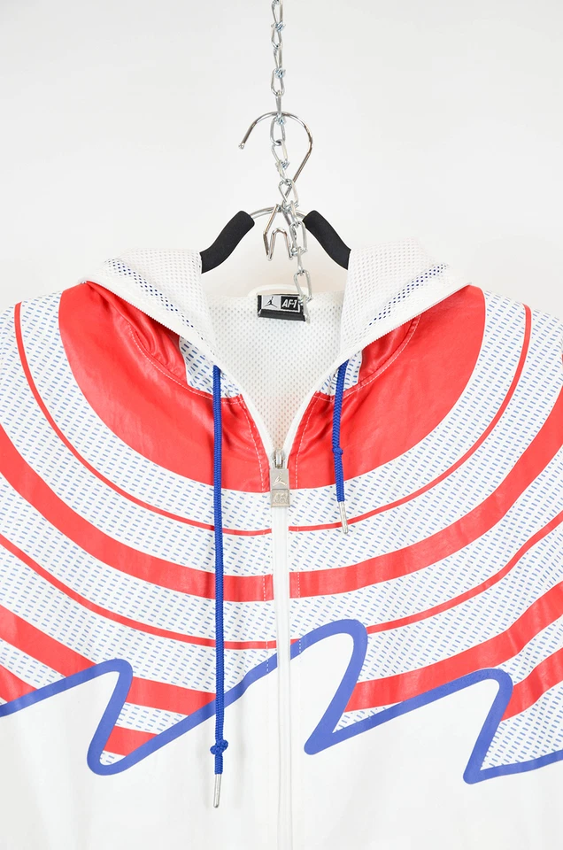 Chaqueta cortavientos con capucha Nike Jordan AF1 blanca roja azul - talla S ... - Imagen 3 de 4