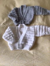 Pack Of Two Hand Knitted New Born Baby Boy Cardigans