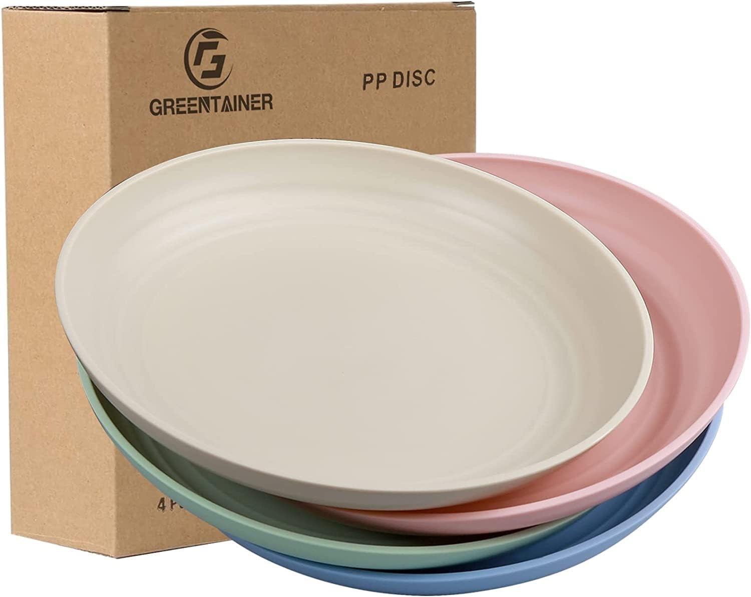 Greentainer 10 inch Large Dinner Plates, Set of 4 Unbreakable & Lightweight Din