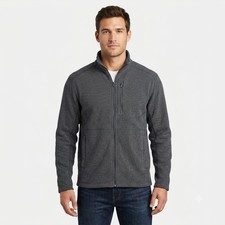 Duluth Trading Co Jacket Mens Large Gray Full Zip Fleece Sweater Warm Outerwear