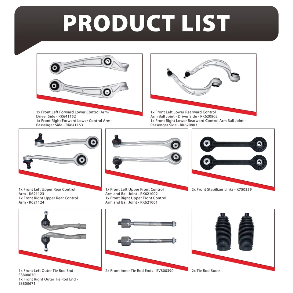 Brazos de control de enlace lateral 16 piezas para Audi A4 A5 S4 S5 Q5 Quattro 2008-2009 Foto 3 de 4