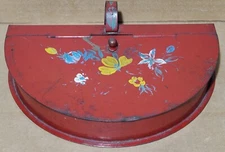 Vintage / Antique Silent Butler Hand Painted 1940's Metal Hinged Lid w/Handle