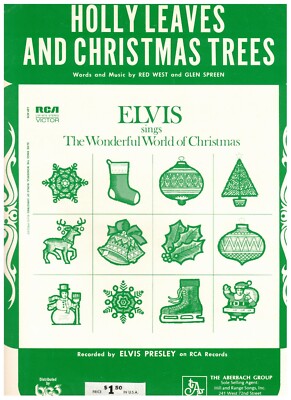 ELVIS PRESLEY HOLLY LEAVES AND CHRISTMAS TREES SHEET MUSIC PIANO/VOCAL/GUITAR