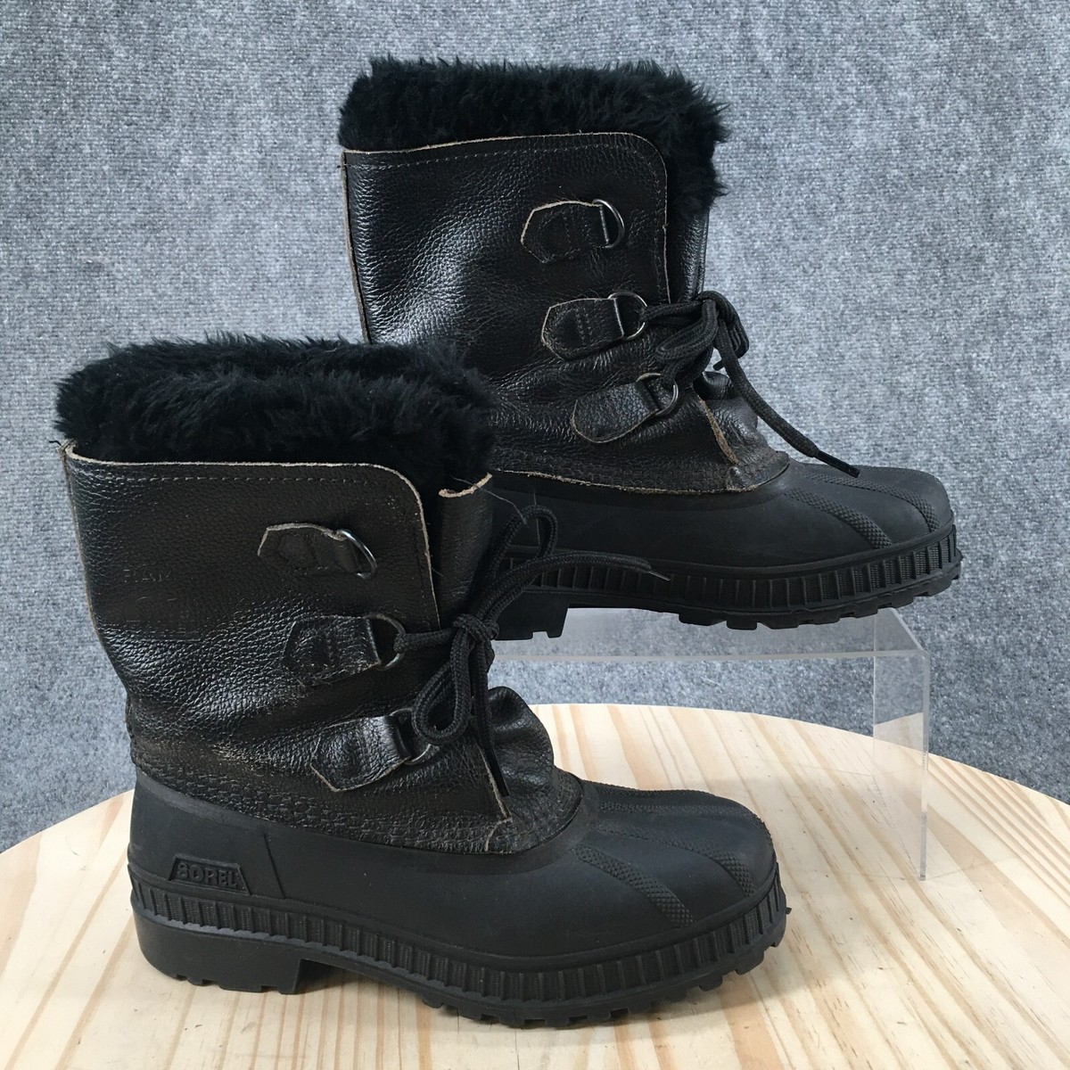 Sorel Men’s Black Fur-Lined Winter Boots Sorel Boots Mens 6 Lace Up Winter Snow Waterproof Faux Fur  main image 3