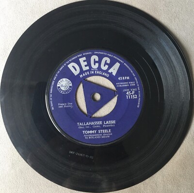 Tommy Steele- Tallahassee Lassie 1959 7'' 45RPM Decca VG Rock