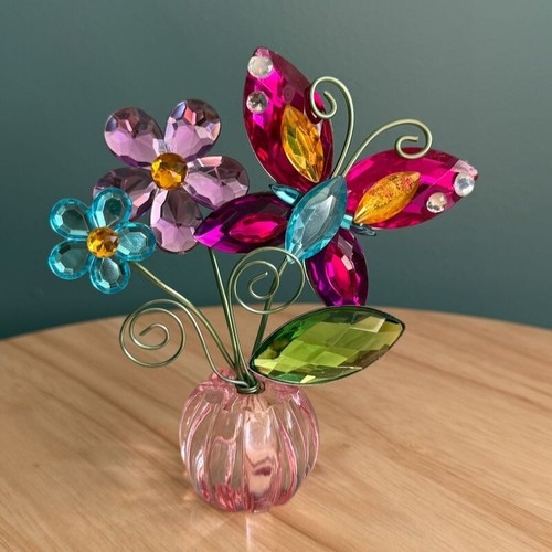 6 Portatarjetas Ganz Crystal Creations Acrílico Atrapasol Lugar Floral Mariposa - Imagen 3 de 10