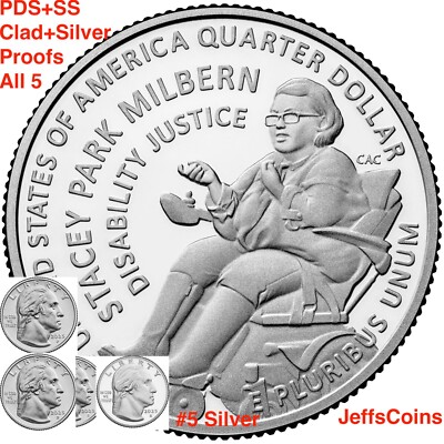 2025 P D S S S Stacey Park Milbern Quarters PDSSS Clad & Silver Proof 5 In-stock