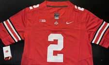 Emeka Egbuka Red Ohio State OSU Jersey Buckeyes Stitched 2 FUSE Stitched
