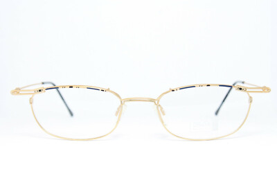 BoDe 306-1 Brille Eyeglasses Occhiali Gafas Leicht Ausgefallen Blau-Gold 51-20