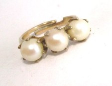12K gold Filled Real Pearl Ring w Adjustable Band 2.6 grams size 6 as shown