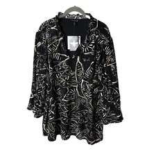 NEW Antthony Original Top Plus Size 2X 3/4 Sleeves Lined Bodice Eyelet Design