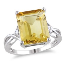 Amour Sterling Silver Citrine and White Topaz Ring