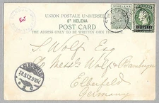 St Helena Deadwood POW Censored to Germany 1902 mixed franking with surcharge