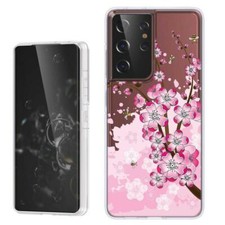  Cherry and Bees Rugged TPU phone case cover Clear for Samsung Galaxy S21 Ultra