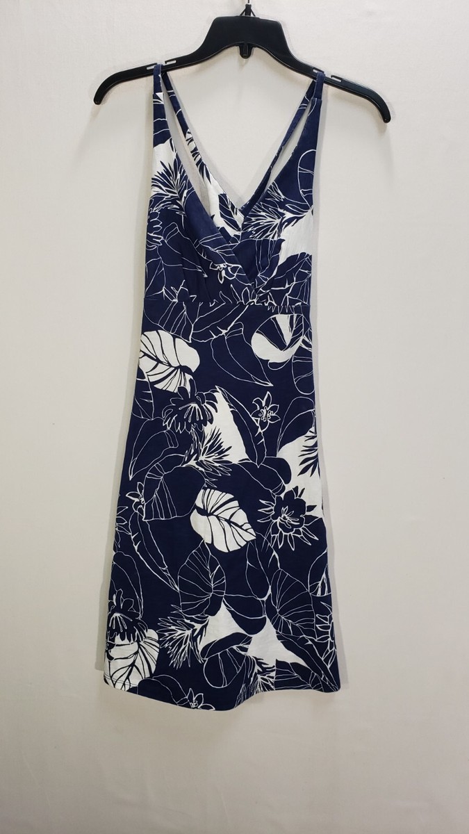 PATAGONIA Dress Womens SMALL Criss Cross T Shirt Hawaiian Blue