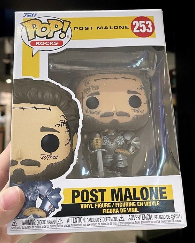 Funko Pop Rocks #253 Post Malone Knight Armor In Hand Protector
