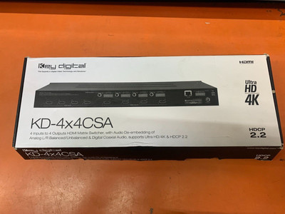 Key Digital KD-4x4CSK 4x4 I/O HD/4K HDMI Matrix Switcher Audio CHECK DESC.