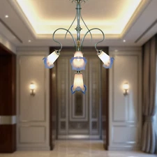 Art Deco Nickel Ceiling Chandelier Petitot