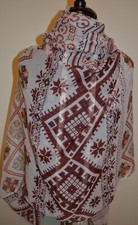 Vintage Ladies Shear Geometric Design Scarf