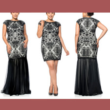 NEW 628 Tadashi Shoji Convertible Embroidered Tulle Gown SZ PLUS 16Q E488