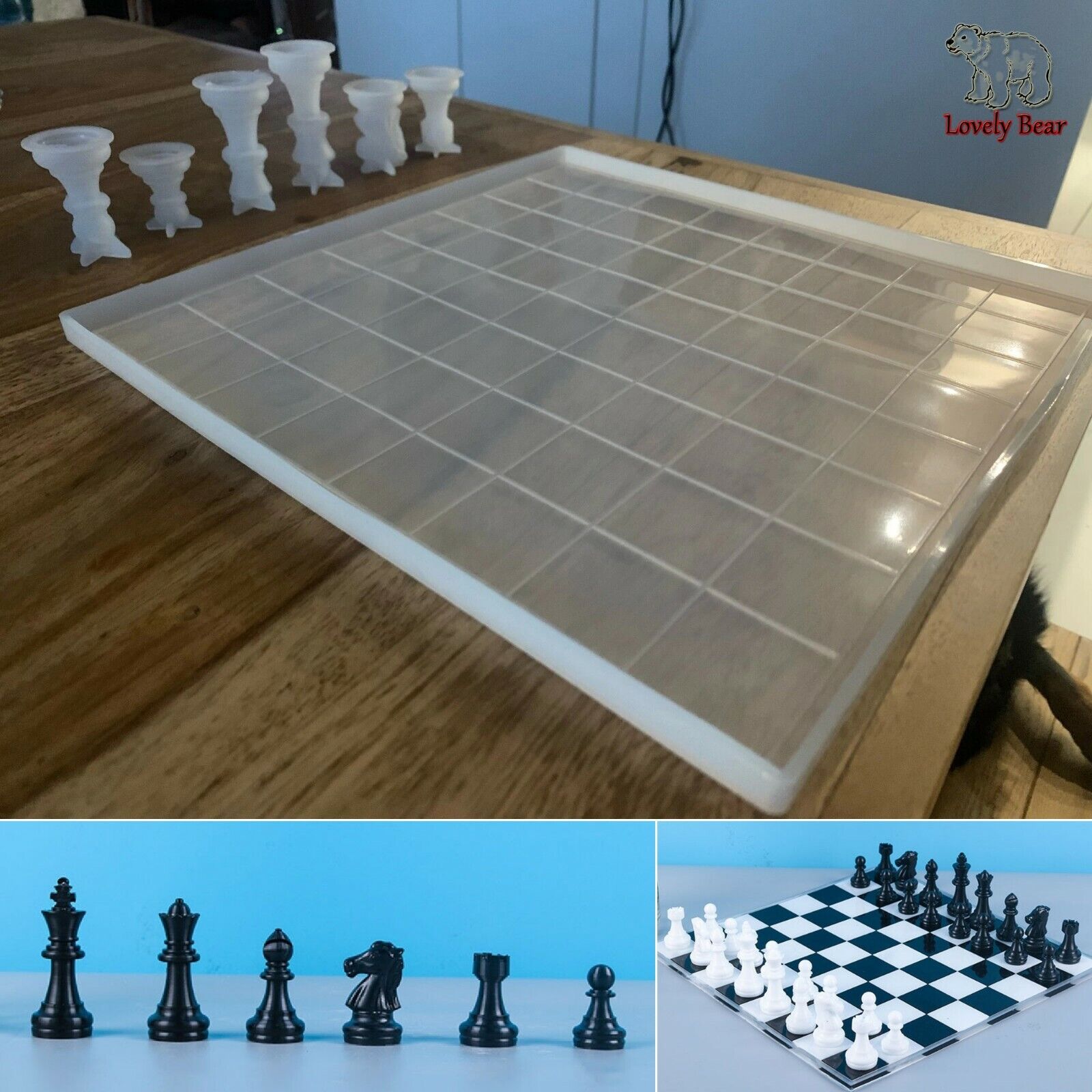 Resin Chess Board and Chess Pieces Silicone Mold DIY Resin Chess