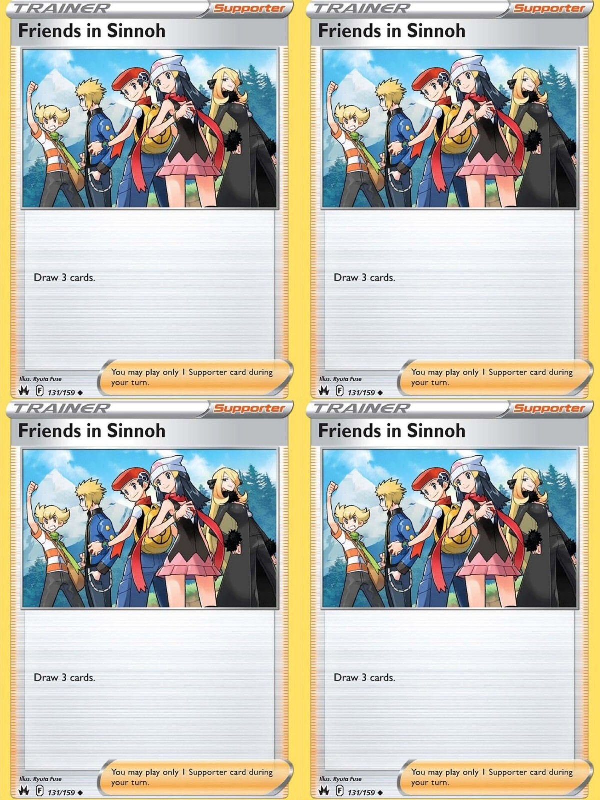 4x Friends in Sinnoh Playset Trainer Card 131/159 Crown Zenith Pokemon TCG NM