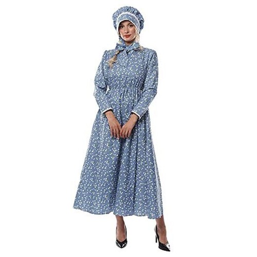 NSPSTT Prairie Dress Women Pioneer Dress Colonial XLarge Navy Blue
