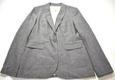 Banana Republic Men Gray Peak Lapel One-Button Flap Pocket Wool Blend Blazer 12