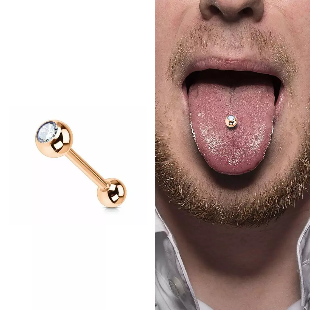 Rose gold tongue ring deals