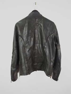 ！yt！Belstaff　GOLD-label　ナイロン　L　イタリア製 BELSTAFF GOLD LABEL Men's Sz XL Dark Gray Leather Moto Cafe Racer
