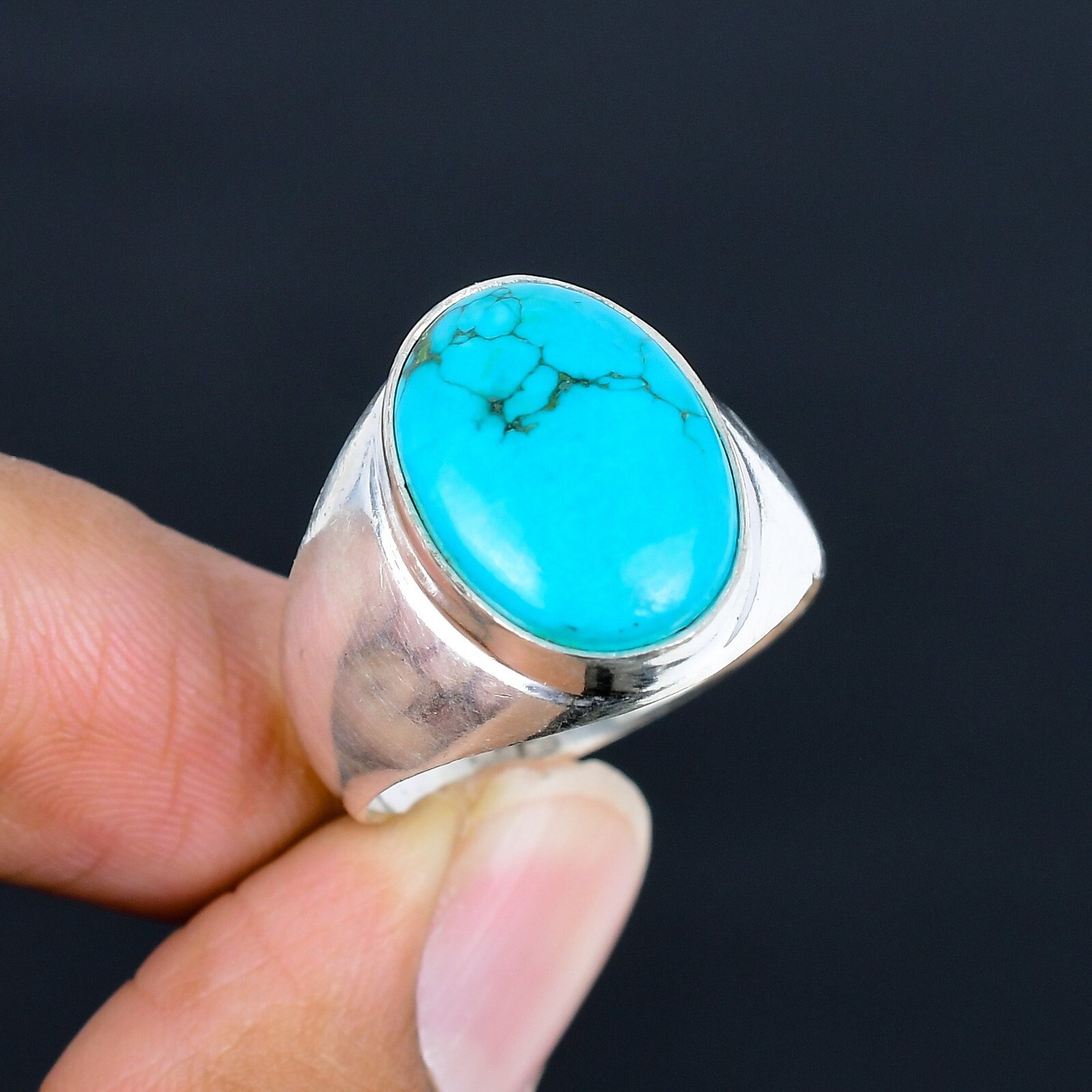 Turquoise Gemstone Ethnic Handmade Man's Ring Jewelry Gift For Her LG-1114