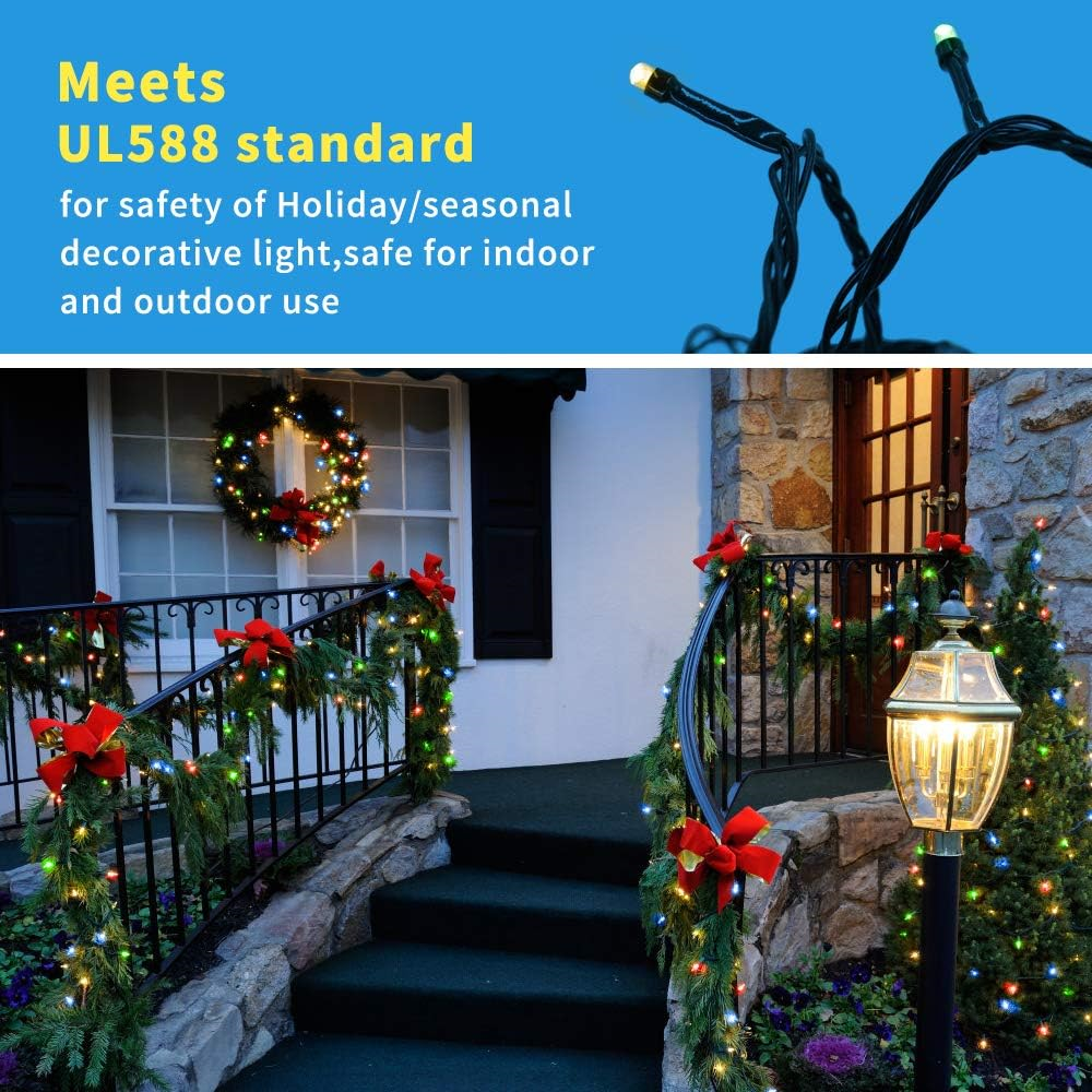 OUTYLTS Christmas String Lights EndtoEnd Plug 8 Modes 108FT 300 LED