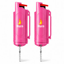 2 Pack Burn Pepper Spray 1/2oz Police Strength OC Self Defense Keychain Pink