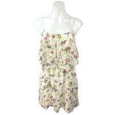 MNG Casual White Chiffon Floral Spaghetti Strap Ruffle Mini A-Line Sun Dress XXS
