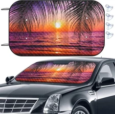 Car Windshield Sun Shade, Folding Shades for Front Windows Purple-sunset 