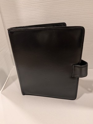 FRANKLIN QUEST Planner Binder Black Full Grain Leather 7 Rings 