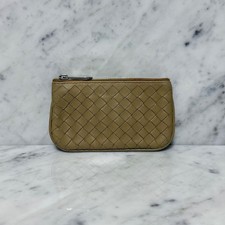 Bottega Veneta Intrecciato Coin Case Coin Purse Beige Leather Key Chain Italy